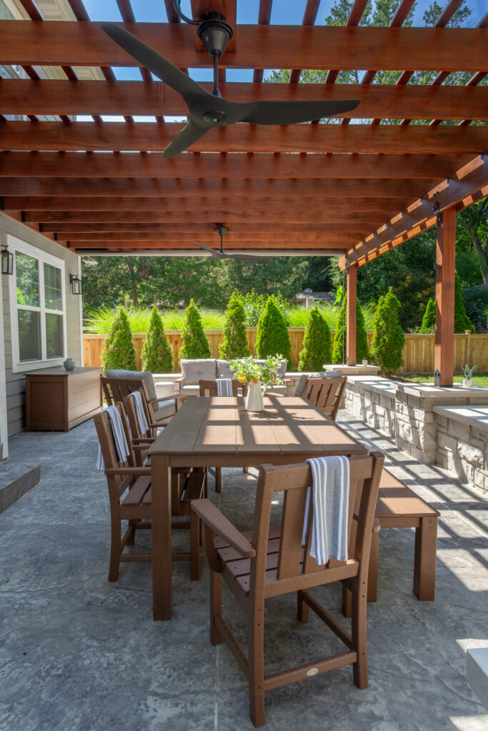 Dining table under the pergola